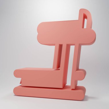 Pink Treadmill machine icon isolated on pink background. Minimalism concept. 3D render illustration.