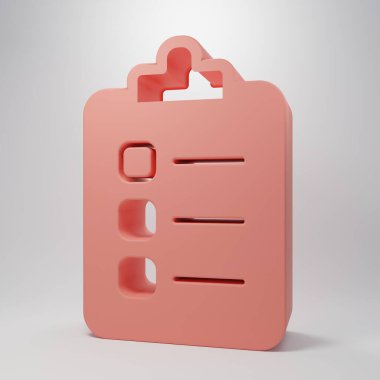 Pink To do list or planning icon isolated on pink background. Minimalism concept. 3D render illustration.