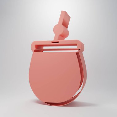 Pembe Mate çay ikonu pembe arka planda izole edilmiş. Minimalizm kavramı. 3 Boyutlu resimleme.