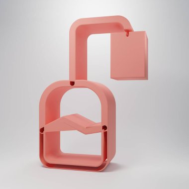 Pembe çay poşeti ikonu pembe arka planda izole edilmiş. Minimalizm kavramı. 3 Boyutlu resimleme.