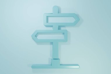 Mavi Yol trafik tabelası. Mavi arkaplanda işaretleme simgesi izole edildi. İşaretçi sembolü. İzole sokak bilgi levhası. Yön tabelası. Minimalizm kavramı. 3 Boyutlu resimleme.