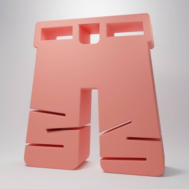 Pembe geniş pantolon ikonu pembe arka planda izole edilmiş. Pantolon imzası. Minimalizm kavramı. 3 Boyutlu resimleme.