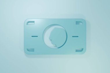 Blue Stacks kağıt para ikonu mavi arka planda izole. Para desteleri. Para birimi. Minimalizm kavramı. 3 Boyutlu resimleme.