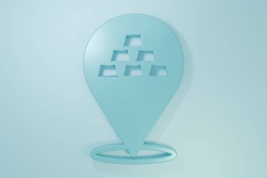 Mavi arka planda mavi altın çubuk simgesi izole edildi. Bankacılık işi konsepti. Minimalizm kavramı. 3 Boyutlu resimleme.