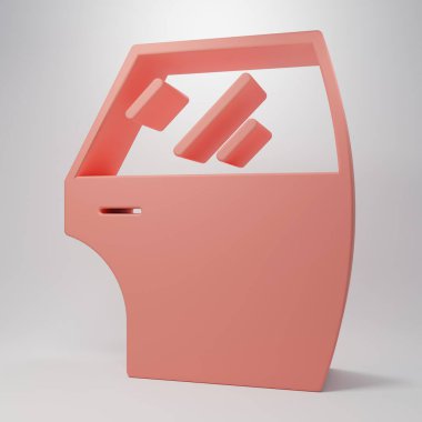 Pembe araba kapısı ikonu pembe arka planda izole edilmiş. Minimalizm kavramı. 3 Boyutlu resimleme.