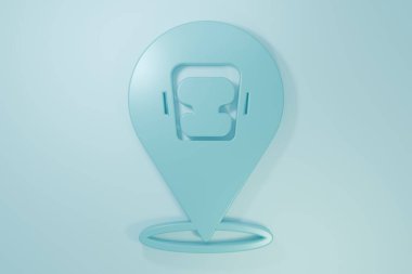 Mavi boks başlığı simgesi mavi arkaplanda izole edildi. Minimalizm kavramı. 3 Boyutlu resimleme.