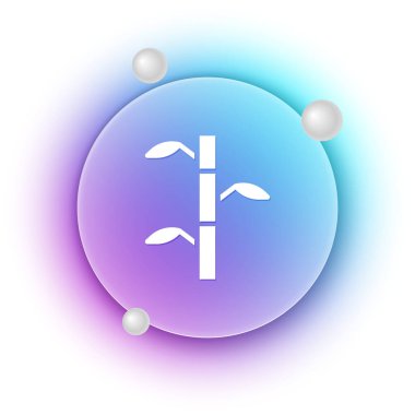 Beyaz Bambu kökleri beyaz arkaplanda izole edilmiş yaprak ikonu içerir. Mavi ve mor eğimli çember arkaplan. Vektör.