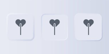 Gri arkaplanda gri lolipop simgesi izole edildi. Yemek, lezzetli bir sembol. Kare düğmelere simgeleri yerleştir. Vektör.