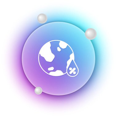 Beyaz su bırakma yüzdesi simgesi beyaz arkaplanda izole edildi. Nem analizi. Mavi ve mor eğimli çember arkaplan. Vektör.