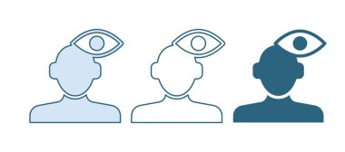 Beyaz arka planda izole edilmiş psikoloji ikonundaki soruna mavi çözüm. Akıl sağlığı terapisi. Vektör.