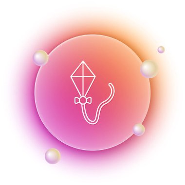 Beyaz arka planda Beyaz Uçurtma simgesi izole edildi. Turuncu ve pembe eğimli çember arka planı. Vektör.