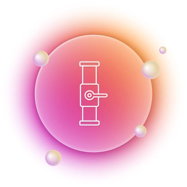 Beyaz Endüstri metalik boru ve kapakçık ikonu beyaz arka planda izole edildi. Turuncu ve pembe eğimli çember arka planı. Vektör.