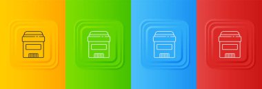 Beyaz terleme önleyici deodorant rulo ikonu renkli arkaplanda izole edilmiş. Vücut hijyeni için kozmetik. Kare düğmelere simgeleri yerleştir. Vektör.