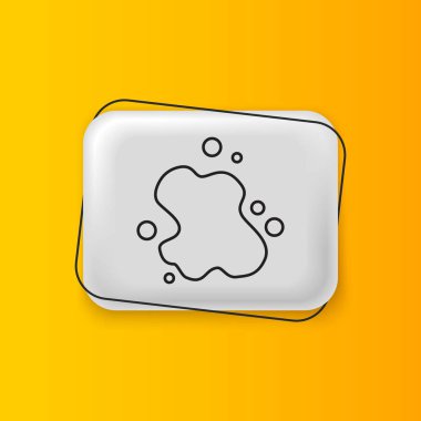 Siyah su sızıntısı ikonu sarı arka planda izole edildi. Gümüş dikdörtgen düğme. Vektör.