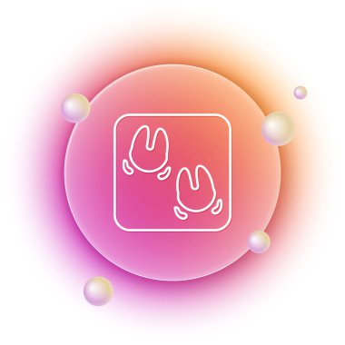 Beyaz arka planda izole edilmiş beyaz yaban domuzu ayak izi ikonu. Turuncu ve pembe eğimli çember arka planı. Vektör.