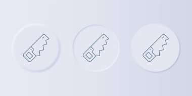 Gri El gri arkaplanda izole edilmiş bir ikon gördü. Kare düğmelere simgeleri yerleştir. Vektör.