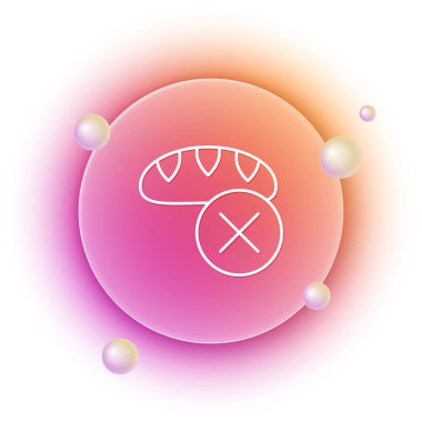 Beyaz arka planda izole edilmiş beyaz bağış yiyecek ikonu. Turuncu ve pembe eğimli çember arka planı. Vektör.