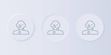 Gri arkaplanda göz yaşları ikonu izole edildi. Kare düğmelere simgeleri yerleştir. Vektör.