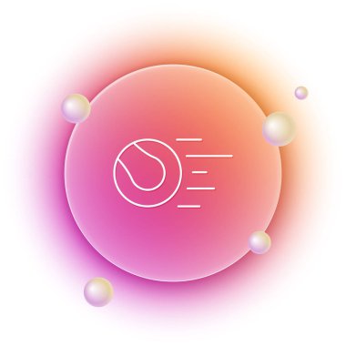 Beyaz arka planda izole edilmiş beyaz evcil hayvan oyuncakları top ikonu. Turuncu ve pembe eğimli çember arka planı. Vektör.