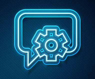 Parlayan neon hattı Telefon 24 saat destek ikonu mavi arkaplanda izole edildi. Tüm gün müşteri destek merkezi. Tam zamanlı çağrı servisi. Vektör.