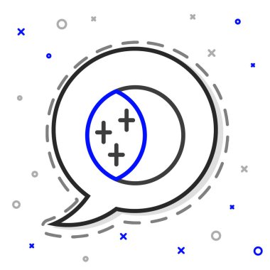 Güneş ikonunun çizgi tutulması beyaz arkaplanda izole edildi. Tam sonar tutulması. Renkli taslak konsepti. Vektör.