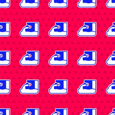 Mavi Atık Su simgesi kırmızı zeminde izole edilmiş. Kanalizasyon borusu. Borudan nehre sıvı akıyor. Vektör.