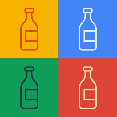 Şarap ikonu çizgisi renk arkaplanına izole edilmiş. Vektör.