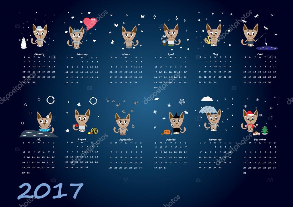 Календарь 2017 с прикольными картинками, надписью