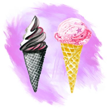 Beyaz arka planda dondurma suluboya...