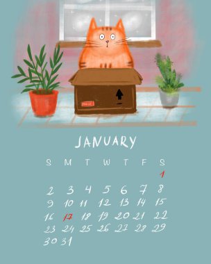 Tatlı Kaplan El 2022 için Takvim Şablonu, Kaplan Yılı, Çin Takvimi. Hafta pazar günü başlıyor. Çizgi film