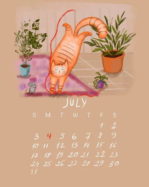 Plantilla Calendario Dibujado Mano Tigre Lindo Para 2022 Año Del —  Fotos de Stock