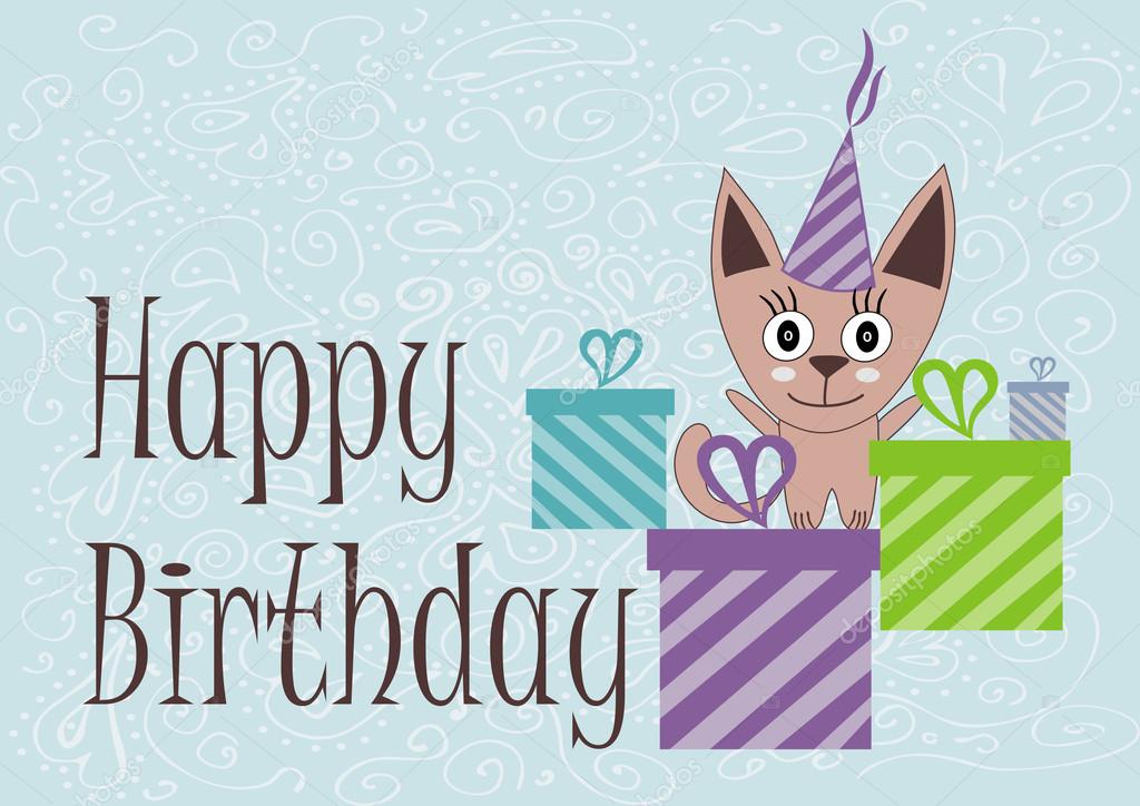 Download Cat happy birthday | Cute cat, happy birthday card — Stock ...