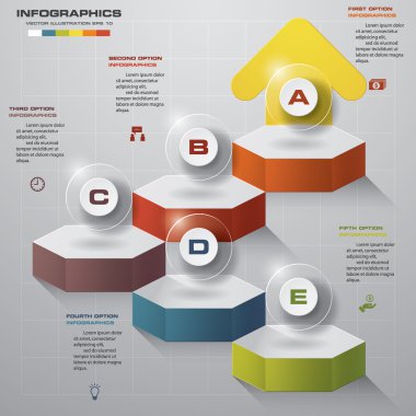 Infographic tasarım şablonu ile 5 adım yapı yukarı ok,
