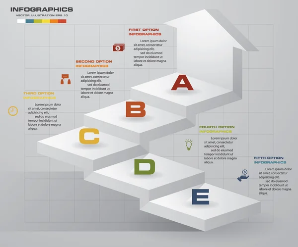 Abstrakte Geschäftstabelle. 5 Schritte Diagramm-Vorlage / Grafik oder Website-Layout. Vektor. — Stockvektor