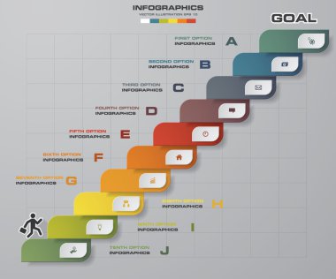 Adım adım için vektör Şablon / 10 adım grafik veya Web sitesi düzeni.