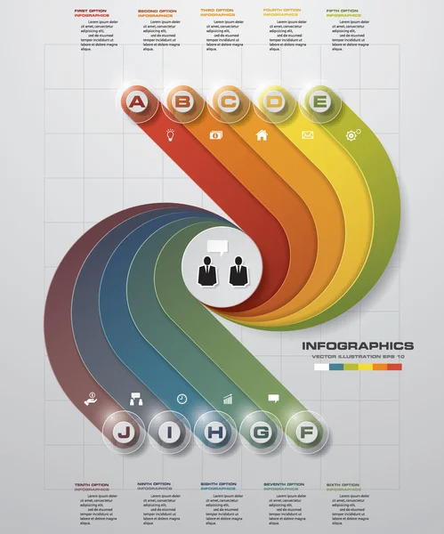 Elementy abstrakcyjne infografiki 10 kroków. Ilustracja wektorowa. — Wektor stockowy