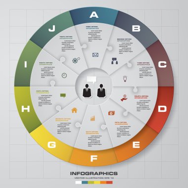 Soyut 10 adım Infographic öğeler. Vektör çizim.