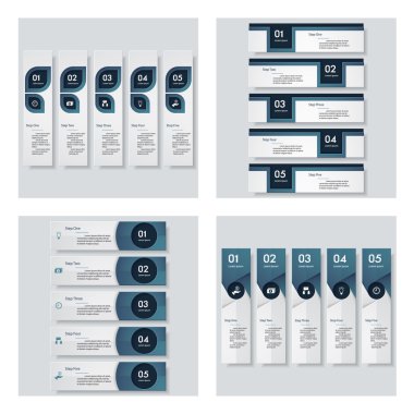 4 mavi renk şablonu/grafik veya Web sitesi düzeni topluluğu. Vektör arka plan.