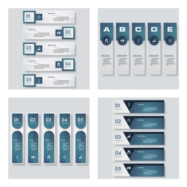 4 mavi renk şablonu/grafik veya Web sitesi düzeni topluluğu. Vektör arka plan.