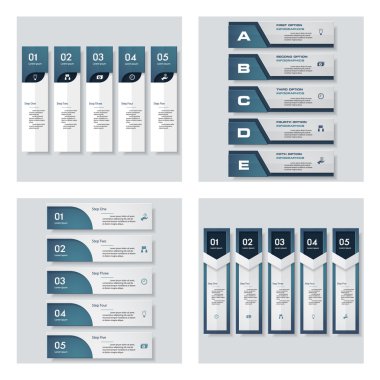 4 mavi renk şablonu/grafik veya Web sitesi düzeni topluluğu. Vektör arka plan.