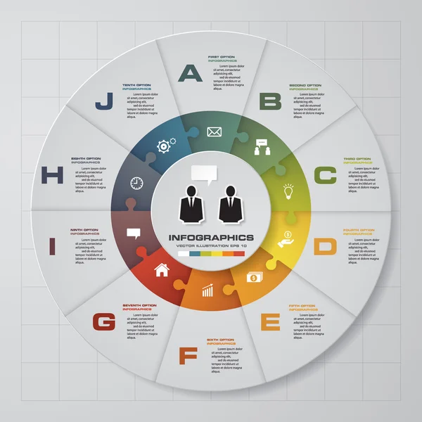 Abstract 10 stappen infographic elementen. Vectorillustratie. — Stockvector