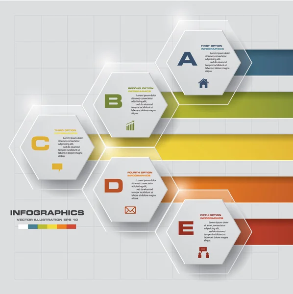 Resumen 5 pasos infografía elementos . — Vector de stock