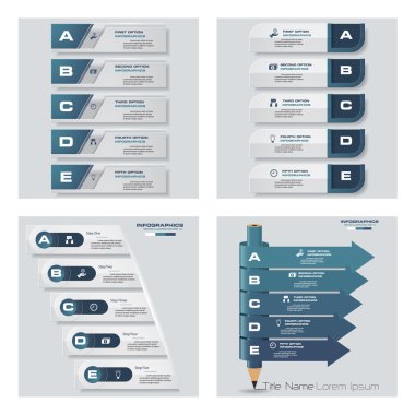 4 mavi renk şablonu/grafik veya Web sitesi düzeni topluluğu. Vektör arka plan.