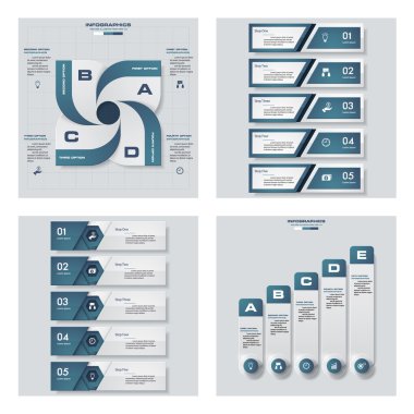 4 mavi renk şablonu/grafik veya Web sitesi düzeni topluluğu. Vektör arka plan.