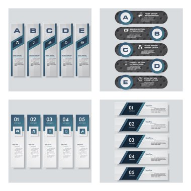 4 mavi renk şablonu/grafik veya Web sitesi düzeni topluluğu. Vektör arka plan.