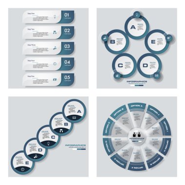 4 mavi renk şablonu/grafik veya Web sitesi düzeni topluluğu. Vektör arka plan.