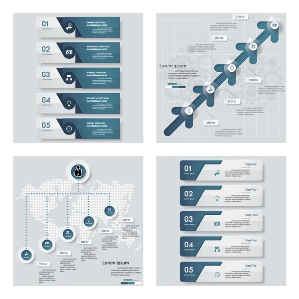 Samling av 4 blå färg mall/grafisk eller webbplats layout. Vektor bakgrund. — Stock vektor