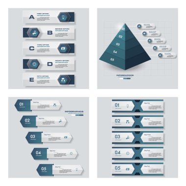 4 mavi renk şablon koleksiyonu. Vektör arka plan. Fikir ve sunum için.