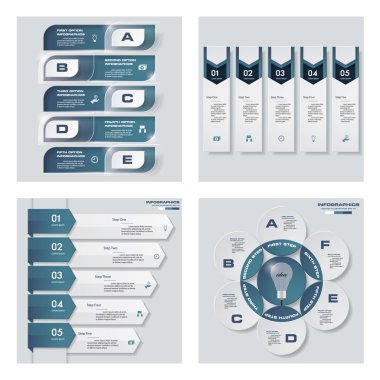 4 mavi renk şablonu/grafik veya Web sitesi düzeni topluluğu.