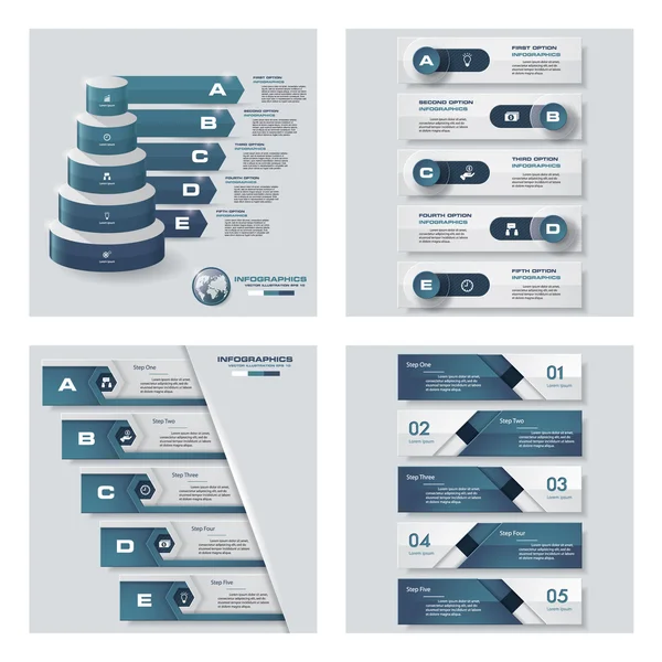 Coleção de 4 modelo de cor azul / gráfico ou layout do site . — Vetor de Stock